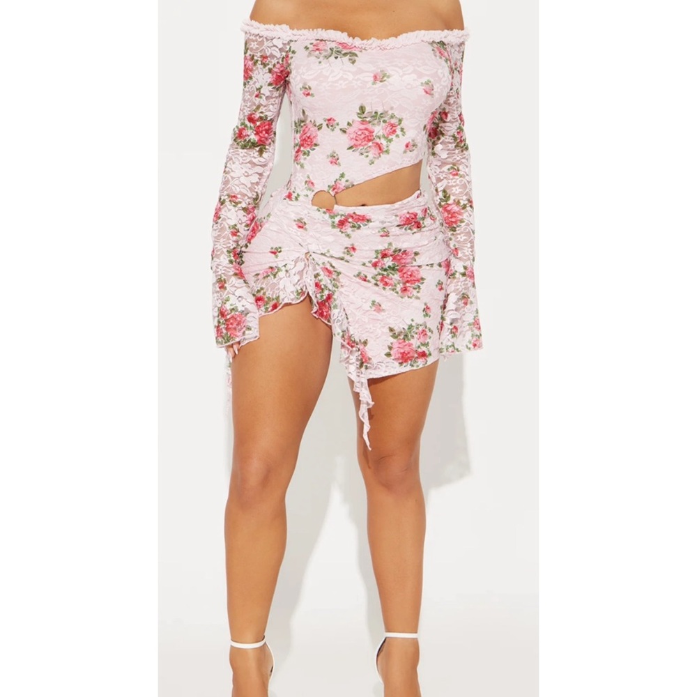 Floral Off-Shoulder Dress with Cutout